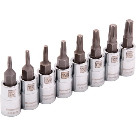 Dynamic Tools 1/4 Drive 8 Piece Standard, Torx Socket Set, T8 - T30 D004009